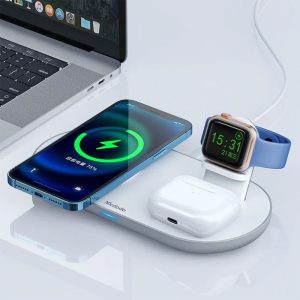 شارژر بی سیم 3 تایی مک دودو مدل CH-706 دارای نشانگر LED می باشد.