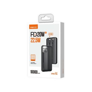 پاوربانک 10000mAh مگنتی رسی مدل RPB-P36 در بسته بندی مناسب می باشد.