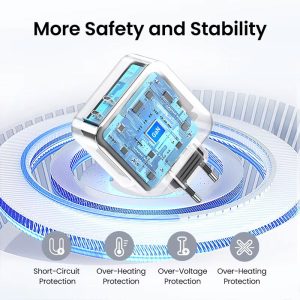 شارژر دیواری 100 وات GaN یوگرین مدل CD254 50327 Nexode با ایمنی بالا است.
