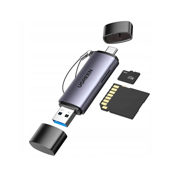 رم ریدر USB و تایپ C یوگرین مدل CM185 50706 در رنگ بندی خاکستری می باشد.