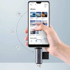 رم ریدر USB و تایپ C یوگرین مدل CM185 50706 با اتصال سریع به گوشی می باشد.