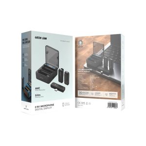 میکروفن دوتایی گرین لاین مدل 2in1 Microphone GN2N1MCTYC با رابط تایپ C در بسته بندی مناسب قرار دارد.