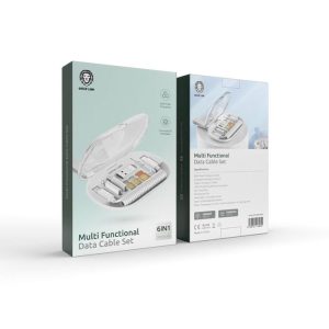 ست کابل شارژ چند منظوره گرین لاین مدل GNMLDTCBSET Multi Functional در بسته بندی مناسب و سازگاری گسترده و ورودی سیم کارت می باشد.
