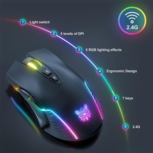 موس بی سیم گیمینگ اونیکوما مدل CW905 با اتصال بی سیم می باشد.