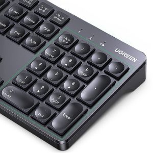 کیبورد بی سیم یوگرین مدل KU004 25322 دارای قسمت NUM Pad می باشد.