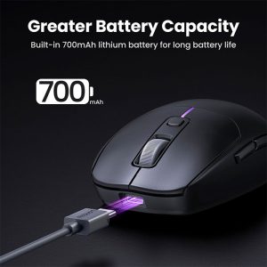موس بی سیم گیمینگ یوگرین مدل MU103 دارای باتری داخلی قابل شارژ می باشد.