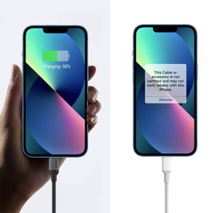 کابل Type-C به Iphone Lightning یوگرین مدل 20304 US387 دارای گواهی MFI می باشد.