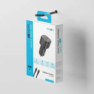 شارژر فندکی خودرو 48W پاوا مدل PW-CC48QCT به همراه کابل تایپ C