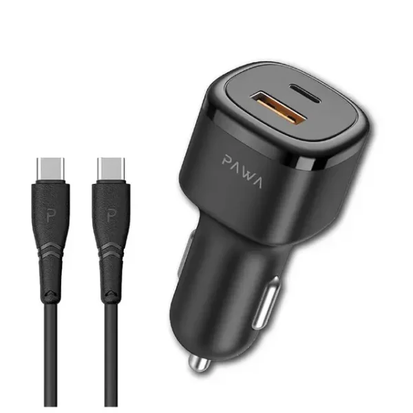 شارژر فندکی خودرو 48W پاوا مدل PW-CC48QCT به همراه کابل تایپ C