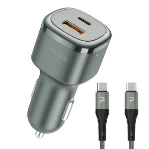 شارژر فندکی 50W خودرو پاوا مدل PW-CC50QCT Solid با کابل تایپ C