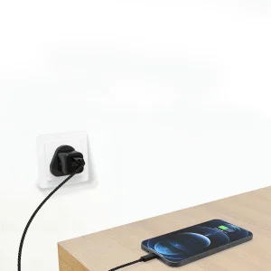 شارژر دیواری 25 وات 3 پین پاوا مدل PW-GN25UKTL با کابل تایپ C به لایتنینگ