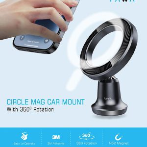 پایه نگهدارنده مگنتی گوشی موبایل پاوا مدل PW-CH1752MS Circle Mag با قابلیت تنظیم زاویه دید در تمامی جهات، شما می‌توانید گوشی خود را در موقعیت دلخواه قرار دهید.