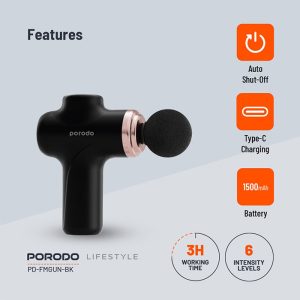 ماساژور تفنگی پرودو مدل Precision PD-FMGUN با پورت تایپ C قابل شارژ هست.