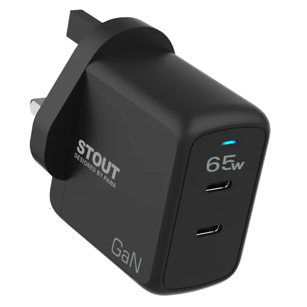 شارژر دیواری 65 وات 3 پین پاوا مدل Stout GaN PW-GN65UK