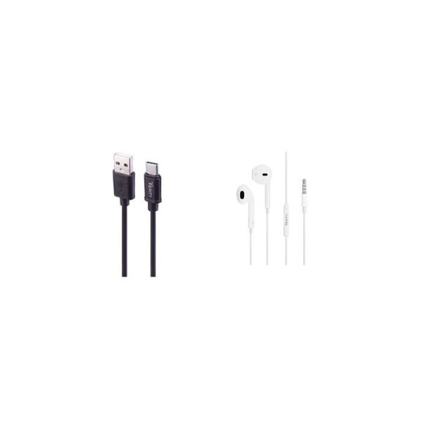 پک کابل USB به تایپ سی Verity + هندزفری سیمی VERITY یوپ شاپ bk07