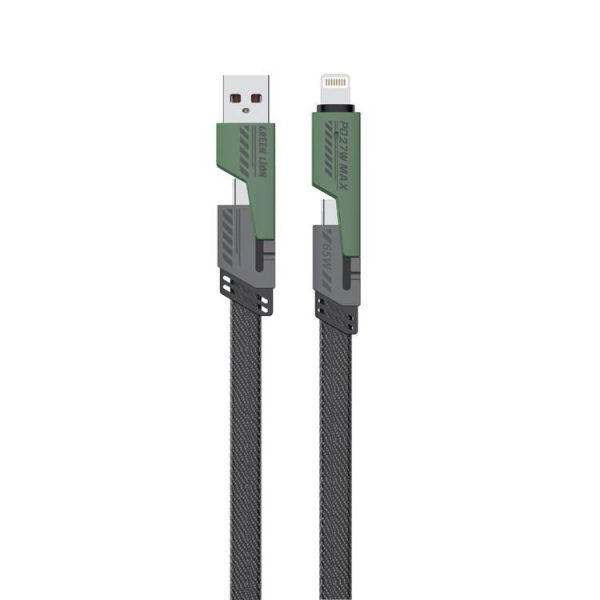 کابل شارژ USB به لایتنینگ ، تایپ C گرین لاین مدل 2 in 2 Braid