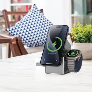 شارژر بی سیم 3 کاره گرین لاین مدل POWER TRIO آهنربای سوپر N52 دارد.