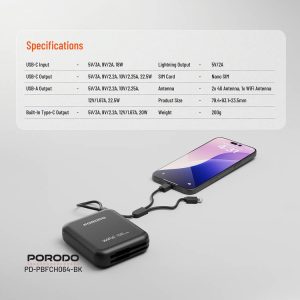 پاوربانک 10000mAhو مودم جیبی LTE پرودو مدل Pocket Router