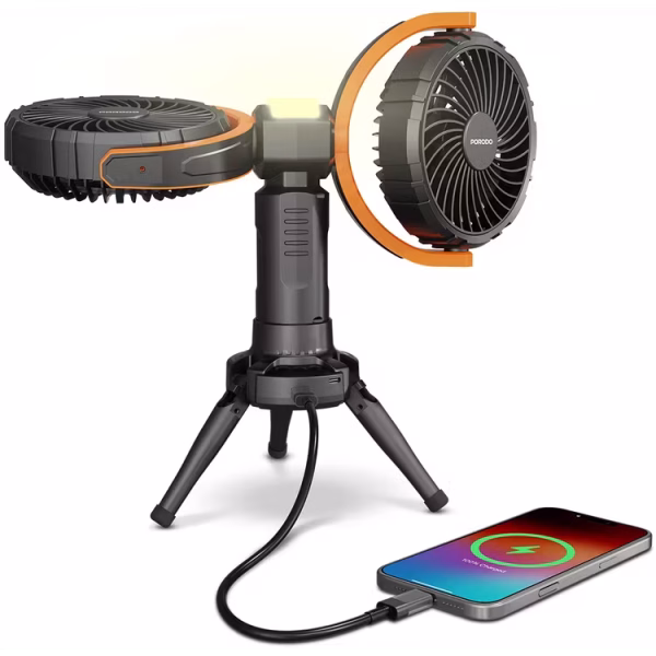 پنکه شارژی قابل حمل به همراه چراغ و پاوربانک پرودو مدل OSCILLATING FAN
