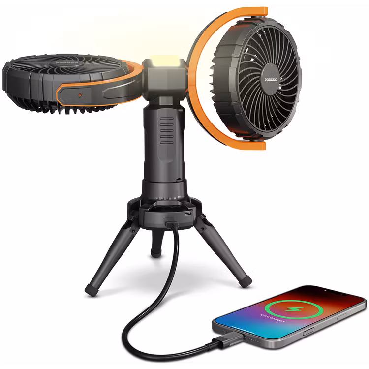 پنکه شارژی قابل حمل به همراه چراغ و پاوربانک پرودو مدل OSCILLATING FAN