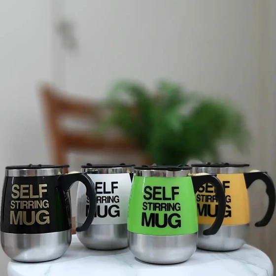 ماگ همزن دار استیل مدل SELF STIRRING MUG