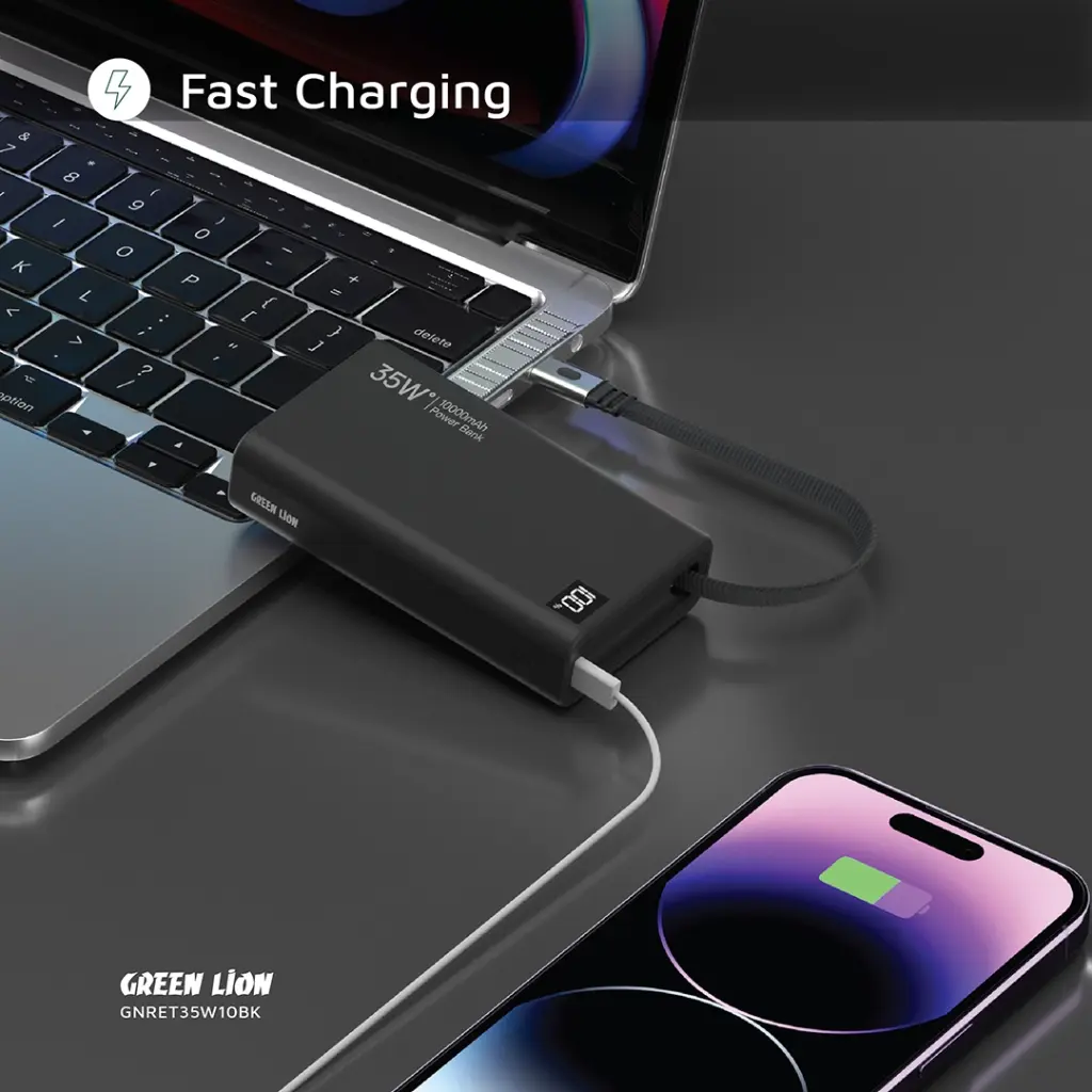 پاوربانک گرین لاین مدل RETRACTABLE 10000MAH