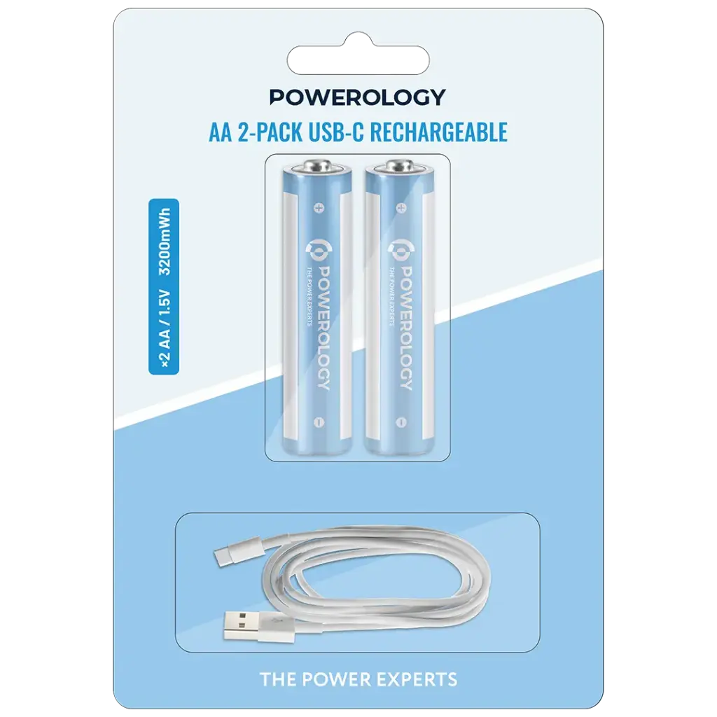 YOPSHOP.IR-Powerology AA 2-Pack USB-C Rechargeable