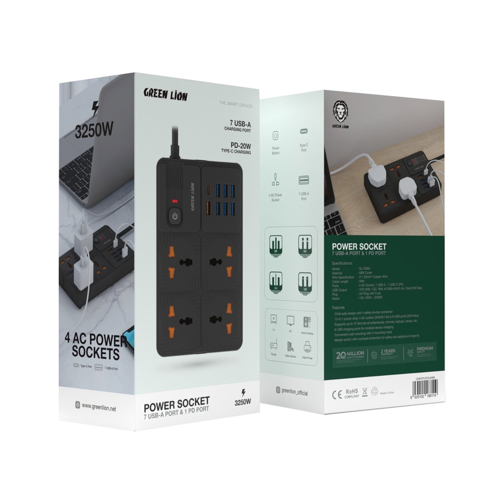 چندراهی برق گرین لاین POWER SOCKET 3250W