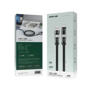 کابل شارژ 60وات چند کاره گرین لاین مدل LED BRAIDED