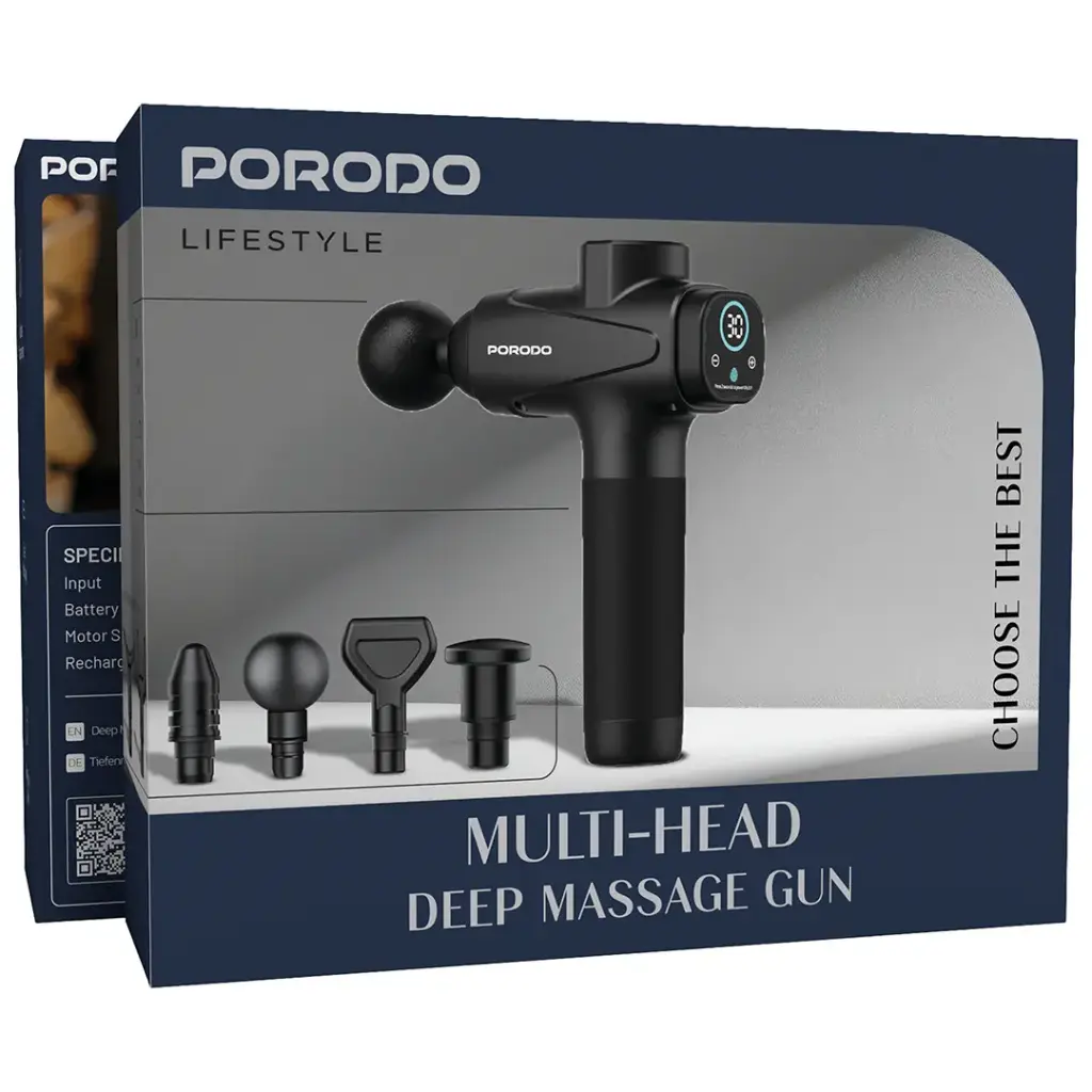ماساژور تفنگی شارژی پرودو با 4 سری مدل MULTI-HEAD