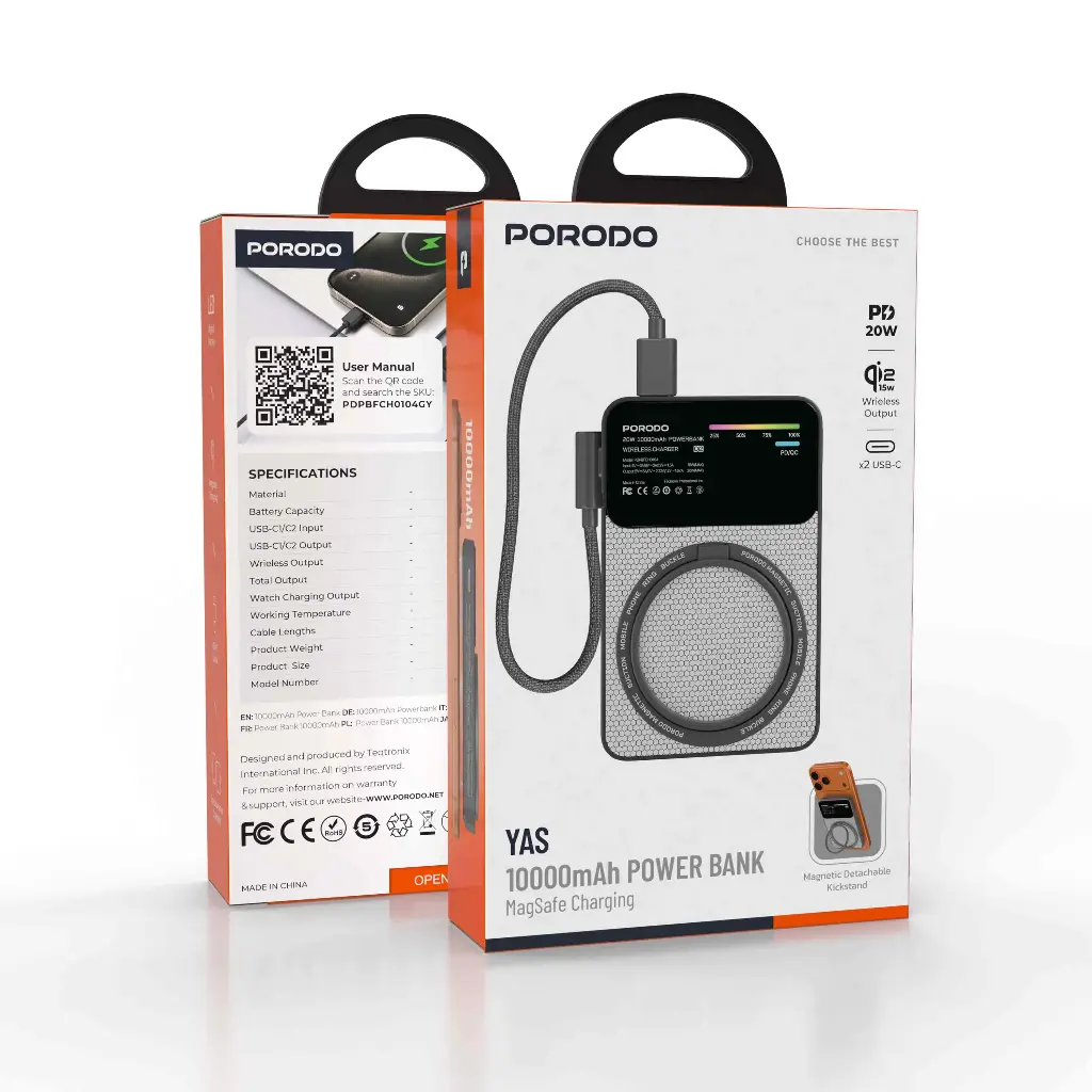 پاوربانک 10000mAh مگسیف 20W پرودو مدل YAS