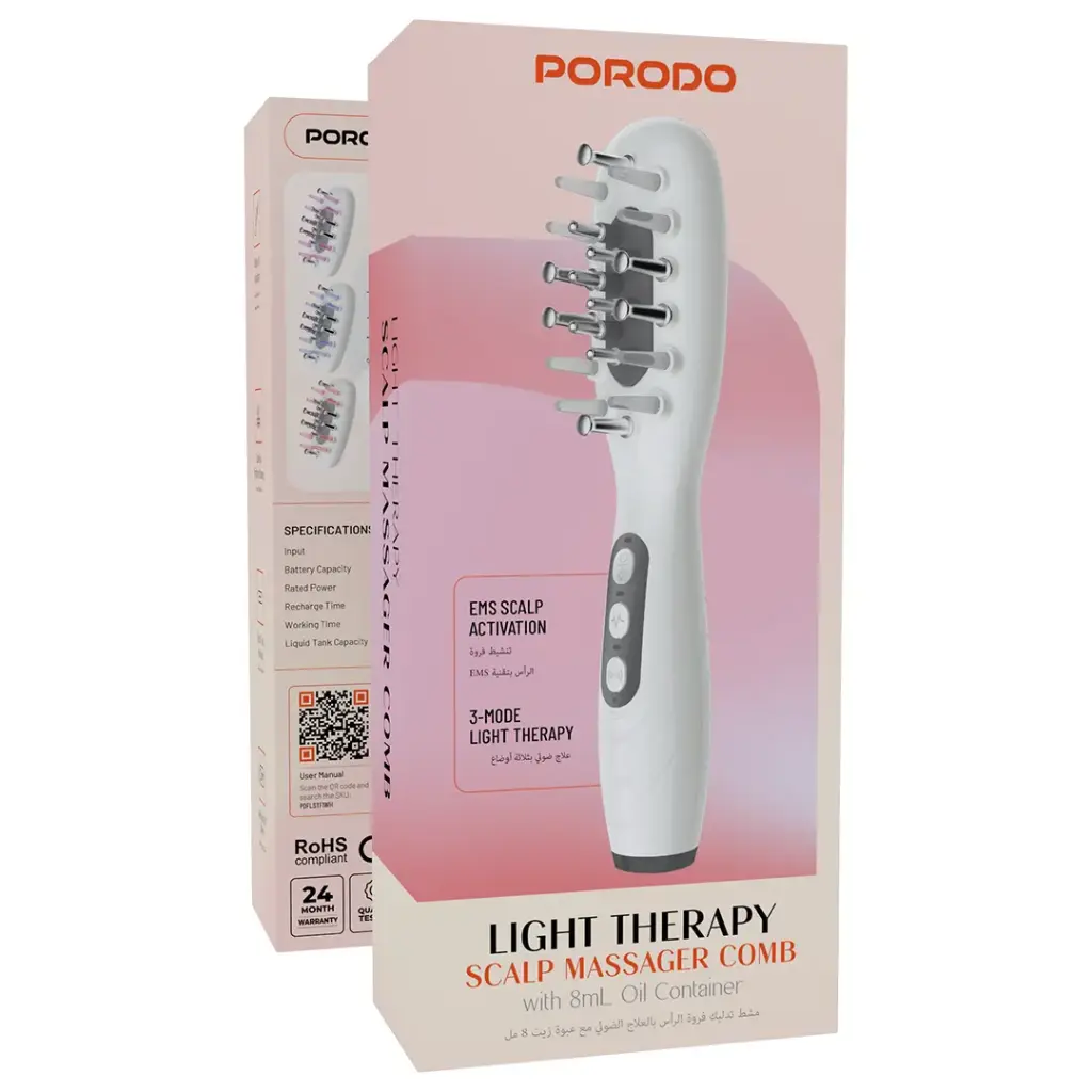 شانه ماساژور و روغنرسان پوست سر پرودو مدل LIGHT THERAPY