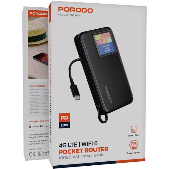 پاوربانک10000mAhو مودم جیبی پرودو مدلTRAVEL ROUTER