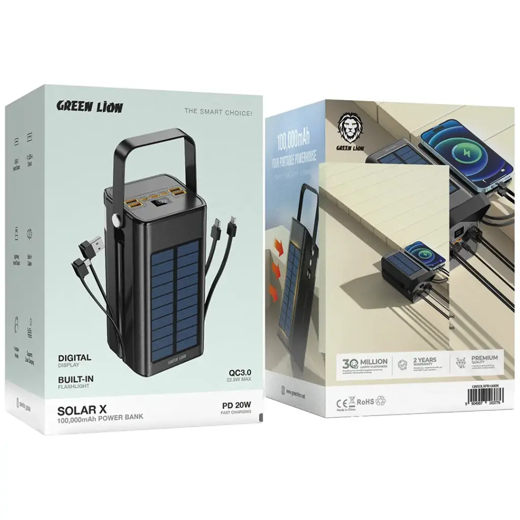پاوربانک 20W گرین لاین مدل SOLAR X 1000000MAH