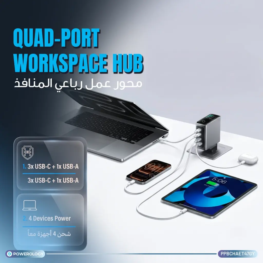 شارژر دیواری 200W پاورولوژی مدل HELION 4-PORT